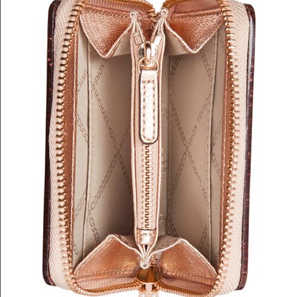 MK-Barbara Metallic Zip-Around Coin Card Case - Picture 2 of 8